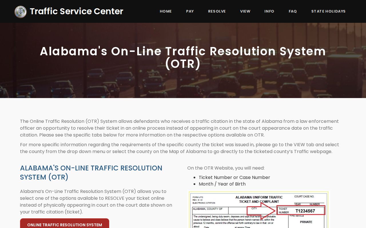 Blank Alabama traffic resolution form for Lawrence County matters