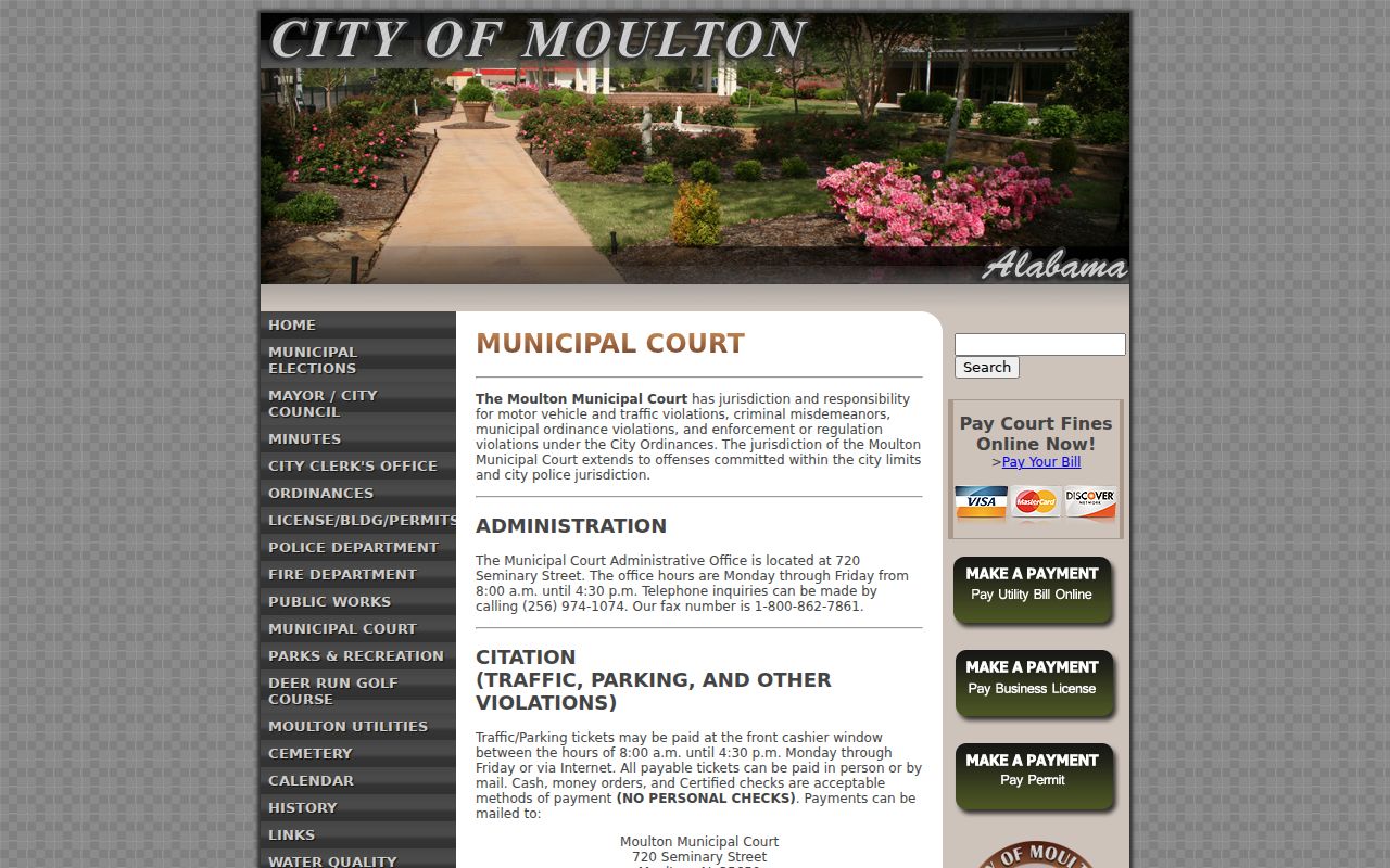 Moulton Municipal Court warrant interview and bond information